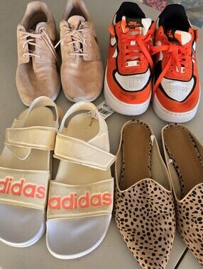 Size 9/10 Women's Bundle Lot of 4 sneakers/sandals/shoes Adidas Nike
